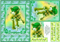 Leprechaun Corgi, Shamrock Frame, St Patrick's Day Card