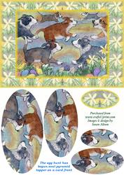 Pups Hunting Easter Eggs Card Front & Oval Pyramage