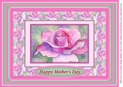A4 Pink Rose in Rose Frame, Happy Mother's Day
