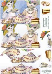 Friends Having Tea and Cake Topper and Decoupage
