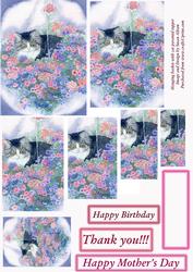 Hanging Basket with Cat Pyramid Topper and Gift Tag