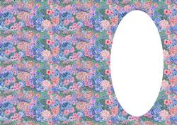 Hanging Basket Flowers Insert with Oval Space for Greetings