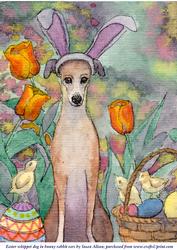 A4 Easter Whippet Dog in Bunny Rabbit Ears