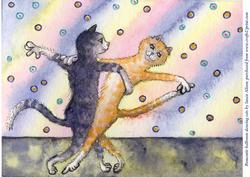 A4 Romantic Ballroom Dancing Cats