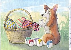 A4 Corgi Dog Painting Easter Eggs
