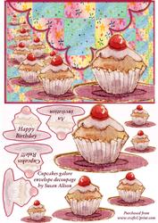 Cupcakes Galore Envelope Decoupage