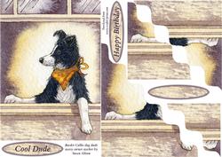 Border Collie Dog Dude Wavy Corner Side Stacker Topper