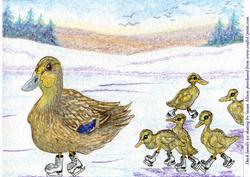 A4 Duck Family Ice Skating