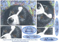 Forget Me Not Border Collie Dog Topper and Pyramid