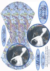 Forget Me Not Border Collie Dog Rocker Wobble Card