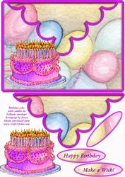 Birthday Cake with Candles on Balloons Envelope Decoupage