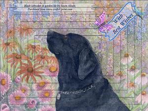 Black Labrador in Garden with Butterflies Pyramid Topper Kit
