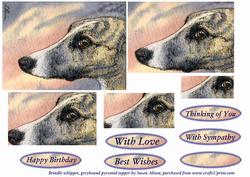Brindle Whippet, Greyhound Pyramid Topper