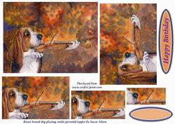 Basset Hound Dog Playing Violin Pyramid Topper