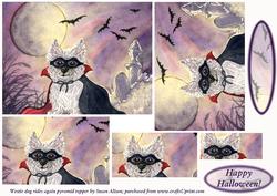 Westie Dog Rides Again at Halloween Pyramid Topper