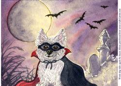 A4 Westie Dog Rides Again at Halloween