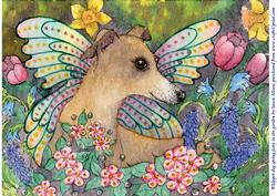A4 Whippet Fairy in the Garden