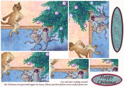 Cat & Mice Rocking Around the Christmas Tree Pyramid Topper
