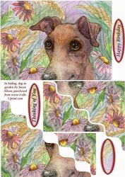 In Hiding, Dog in Garden Wavy Corner Stacker Topper