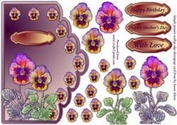 Simply Pansies Scallop Edge Card Front with Decoupage