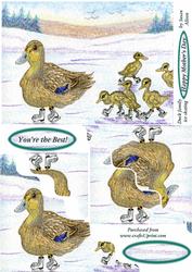 Duck Family Ice Skating Wavy Corner Stacker Topper