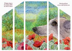 Whippet Dog in Field of Poppies Theatre Fold