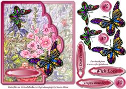 Butterflies on the Hollyhocks Envelope Decoupage