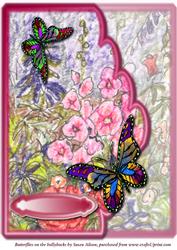 Butterflies on the Hollyhocks Mock Envelope Topper