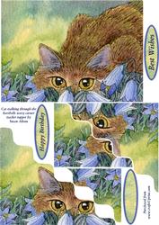 Cat Stalking Through The Harebells Wavy Corner Stacker Topper