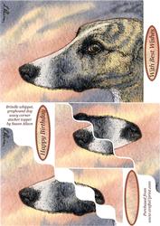 Brindle Whippet Greyhound Dog Wavy Corner Stacker Topper