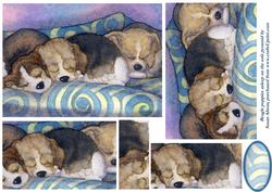 Beagle Puppies Asleep on the Sofa Pyramid