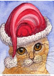 Ginger Cat in Her Holiday Hat