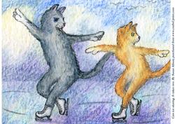Cats Ice Skating. It Takes Two.