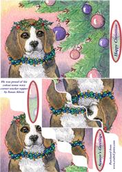 Beagle Proud of His Colour Sense with Christmas Decorations