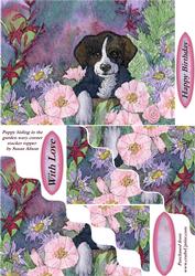 Puppy Hiding in the Garden Wavy Corner Stacker Topper