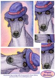 Greyhound Dog Wearing Trilby Hat Pyramid
