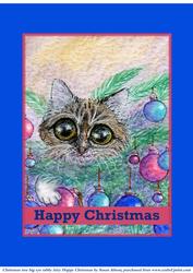 Christmas Tree Big Eye Tabby Cat Fairy Happy Christmas