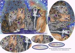 Cats Singing Carols. Meowy Christmas! Oval Pyramid