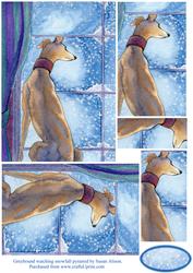 Greyhound Watching Snowfall Rectangular Pyramid