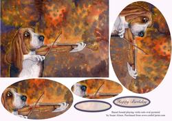 Basset Hound Dog Playing Violin Oval Pyramid