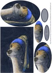 Dog with a Pearl Earring Oval Pyramid