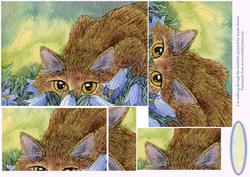 Cat Stalking Through the Harebells Rectangle Pyramid