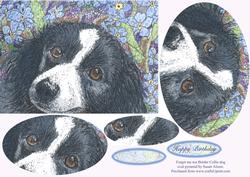Forget Me Not Border Collie Dog Oval Pyramid