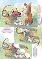 Corgi Dog Painting Easter Eggs Wavy Corner Stacker Topper