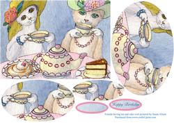 Friends Having Tea and Cake Oval Pyramid