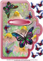 Butterflies in the Sun Scallop Edge Card Front Wth Decoupage