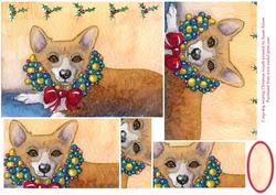 Corgi Dog Wearing Christmas Wreath Pyramid