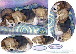 Beagle Puppies Asleep on the Sofa Oval Pyramid