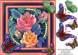 Roses, Butterflies and Lace 8x8 with Decoupage