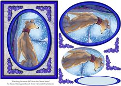 Greyhound Watching Snow Fall - from the 'snow Series'